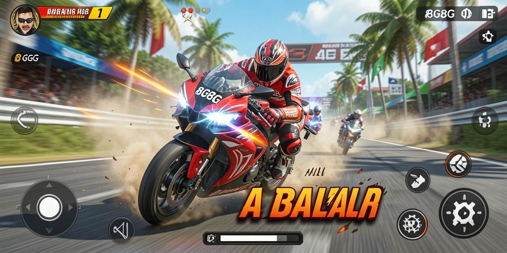 Gameplay seru dan mendebarkan dalam balapan motor.