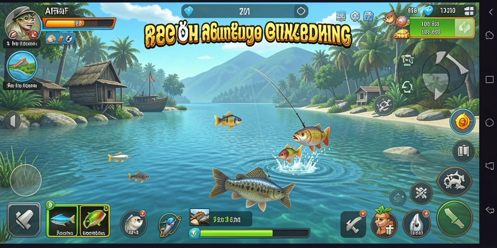 Screenshot AFAF menampilkan aksi memancing seru di lokasi indah.