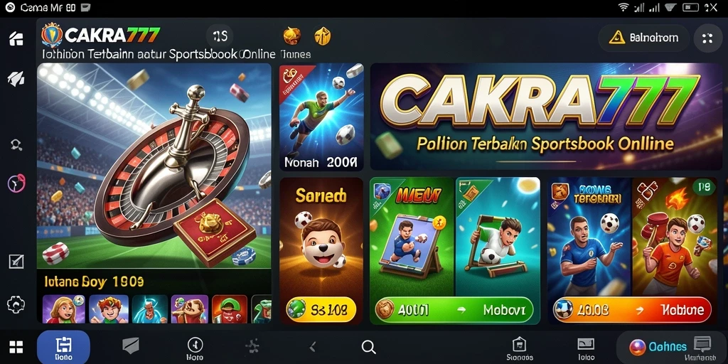 Tampilan gameplay <strong>CAKRA777</strong> dengan fitur taruhan olahraga yang menarik.