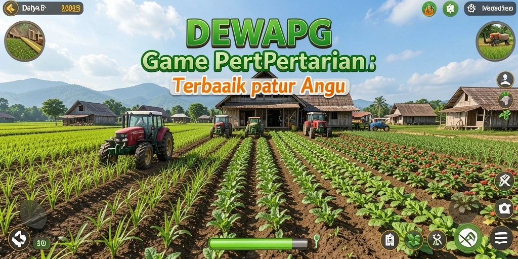 Tampilan screenshot DEWAPG yang menunjukkan aktivitas bertani yang seru.