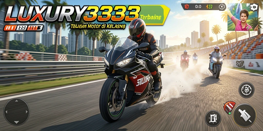 Screenshot utama dari gameplay seru LUXURY333 menunjukkan balapan mendebarkan.