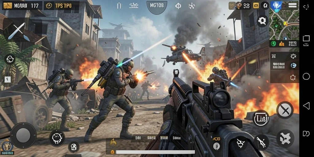Tampilan menegangkan dalam gameplay TPS MG108.