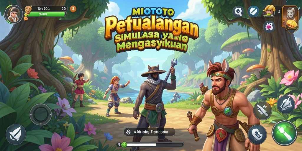 Screenshot gameplay MIOTOTO menampilkan lingkungan yang luas dan interaksi karakter.