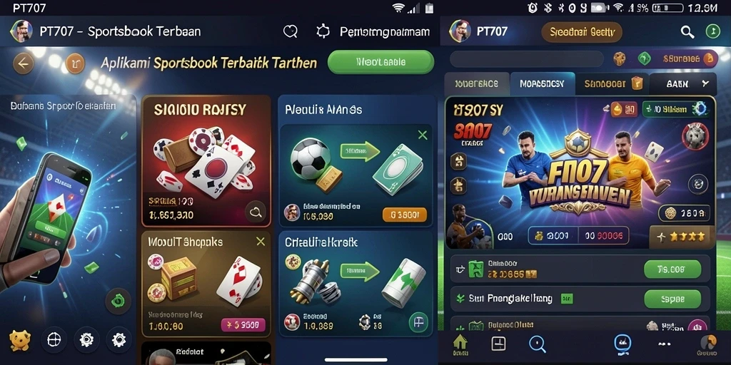 Tangkapan layar utama PT707 menampilkan pilihan taruhan olahraga yang menarik.