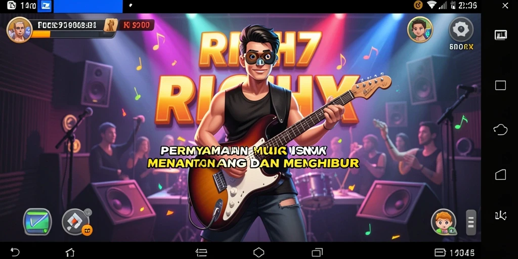 Screenshot gameplay RICH7 menampilkan pemain mengikuti irama musik.