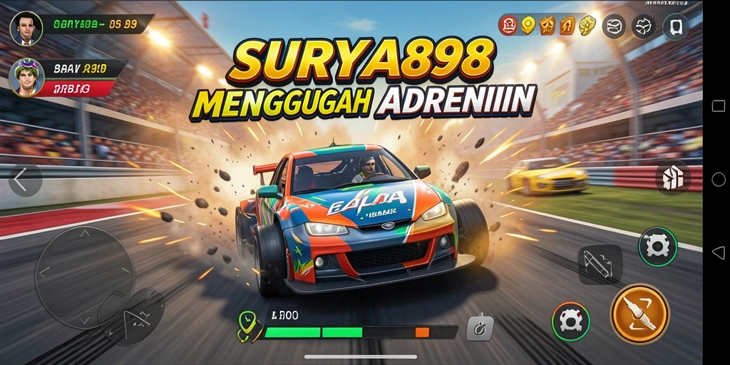 Tangkapan layar gameplay SURYA898 yang menampilkan aksi balap seru.