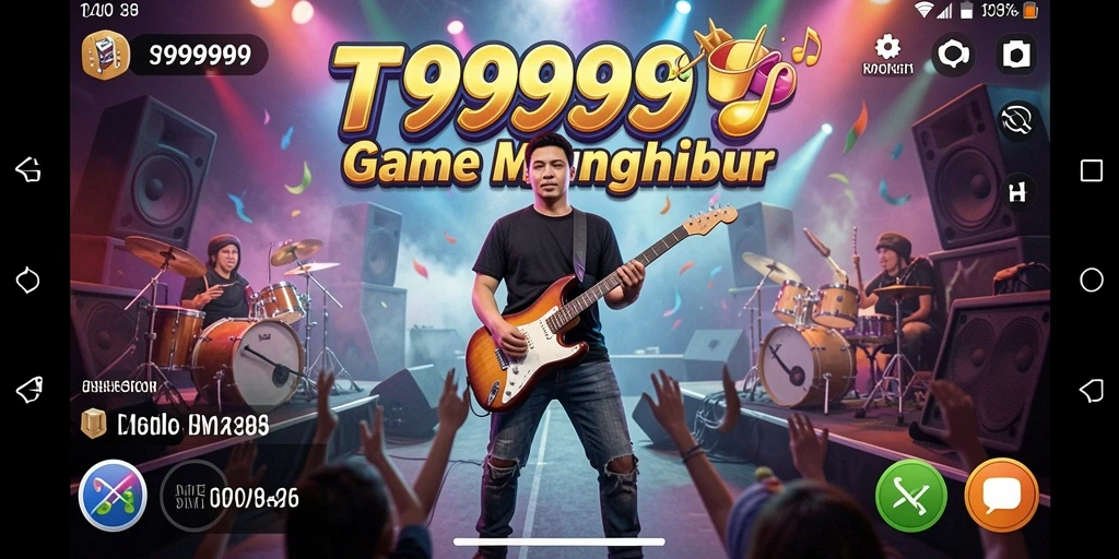 Tangkapan layar gameplay <strong>T9999</strong> yang menampilkan aksi musik yang menyenangkan.