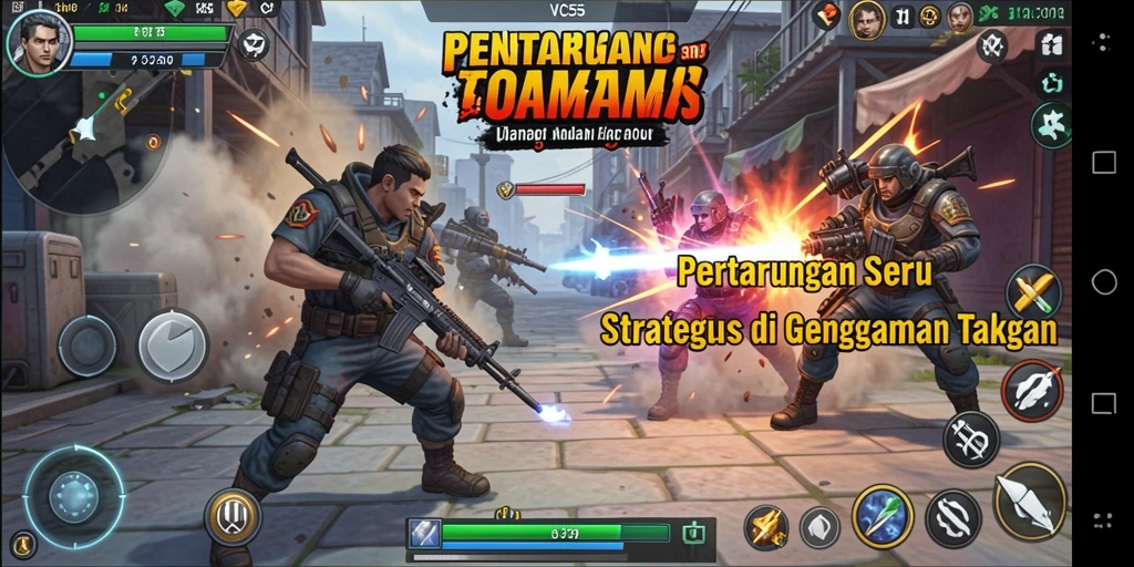 Screenshot VC55 menampilkan pertarungan seru dengan karakter-karakter yang unik.